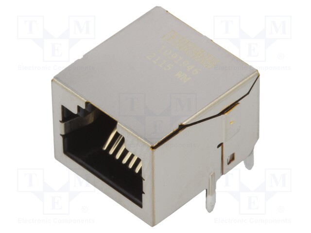 Socket; RJ45; PIN: 8; gold-plated; Layout: 8p8c; on PCBs; THT