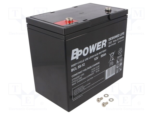 Re-battery: acid-lead; 12V; 55Ah; AGM; maintenance-free
