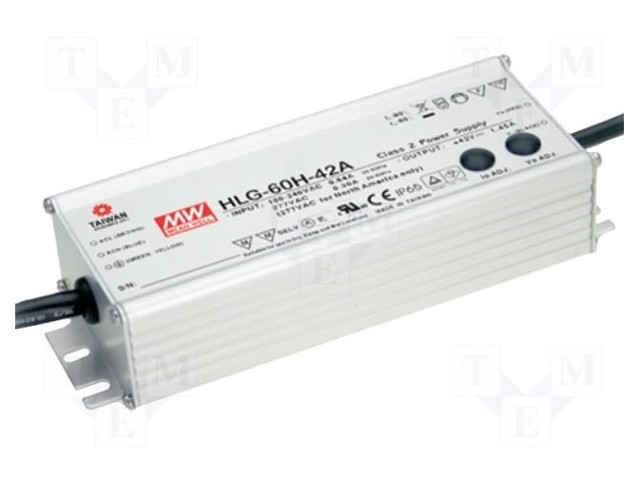 Power supply: switched-mode; LED; 61.2W; 36VDC; 33÷40VDC; 1÷1.7A
