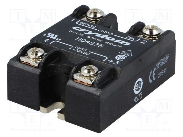 Relay: solid state; Ucntrl: 4÷32VDC; 75A; 48÷530VAC; -40÷80°C