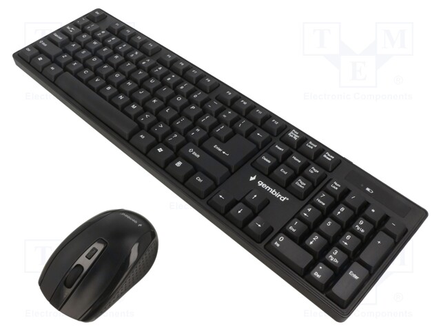 Keyboard and optical mouse; black; USB A; wireless,US layout