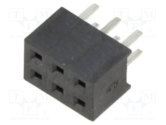 PCB Receptacle, Board-to-Board, 2 mm, 2 Rows, 6 Contacts, Through Hole Mount, M22 Series