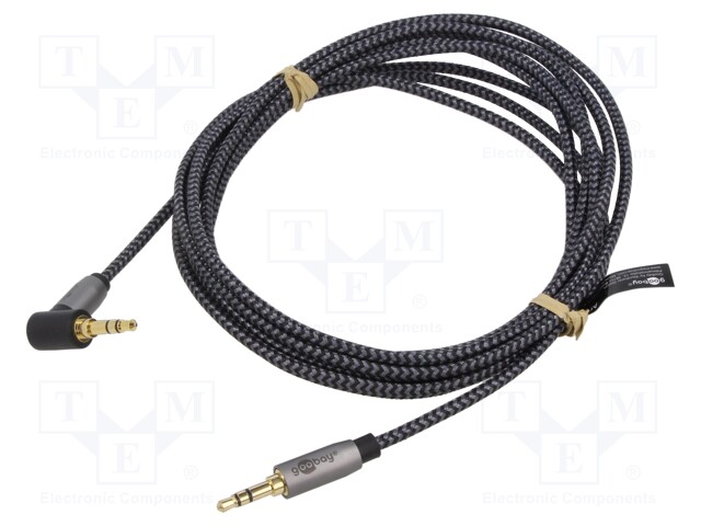 Cable; Jack 3.5mm 3pin plug,Jack 3.5mm 3pin angled plug; 3m