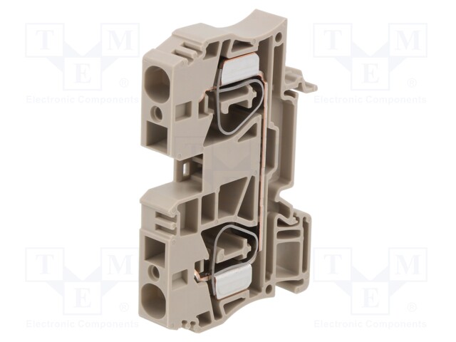Splice terminal: rail; 10mm2; ways: 1; terminals: 2; beige; wemid