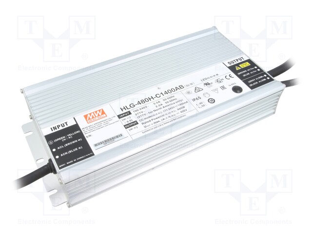 Power supply: switched-mode; LED; 480W; 171÷343VDC; 700÷1400mA