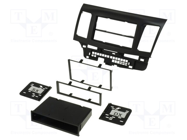 Radio mounting frame; Mitsubishi; 2 DIN; black