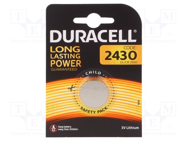Battery: lithium; 3V; CR2430,coin; Batt.no: 1; Ø24x3mm