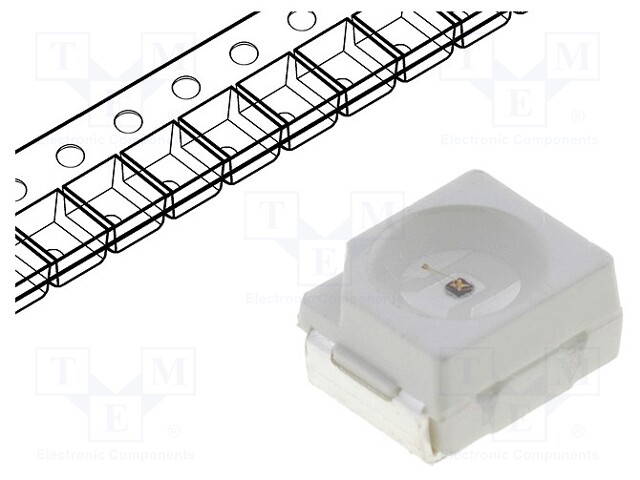 LED; SMD; 3528,PLCC2; red; 240÷350mcd; 3.5x2.8x1.4mm; 120°; 20mA