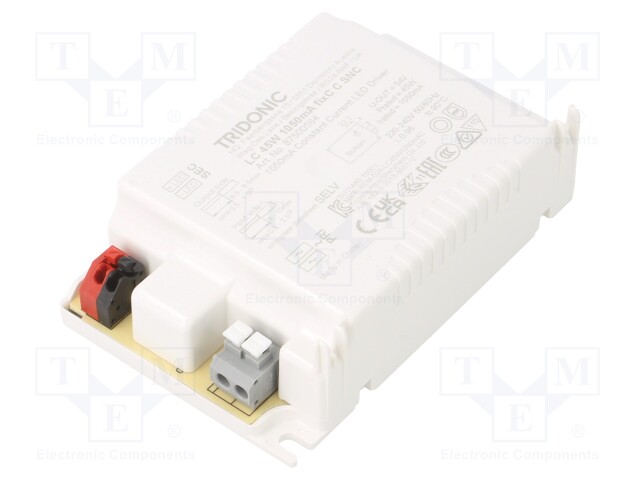 Power supply: switched-mode; LED; 45W; 30÷43VDC; 1050mA; IP20; 126g