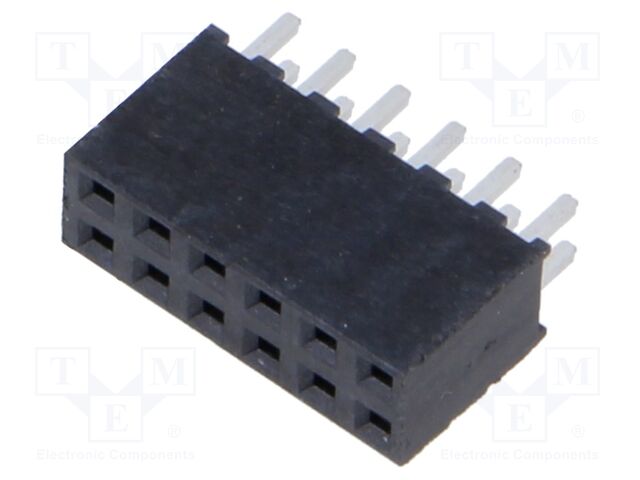 Connector: pin strips; female; PIN: 12; 2mm; gold-plated; THT
