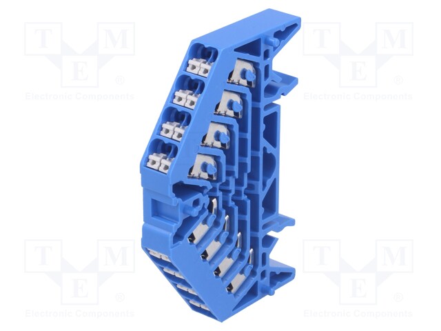 Splice terminal: rail; 1.5mm2; ways: 4; terminals: 16; blue; 250VAC
