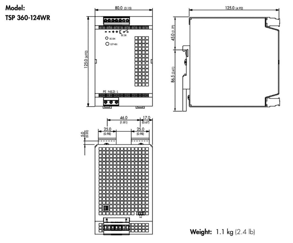 Power supply: switched-mode; 360W; 24VDC; 24÷28VDC; 15A; OUT: 1