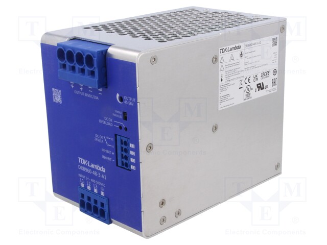 Power supply: switched-mode; for DIN rail; 960W; 48VDC; 20A; DRB
