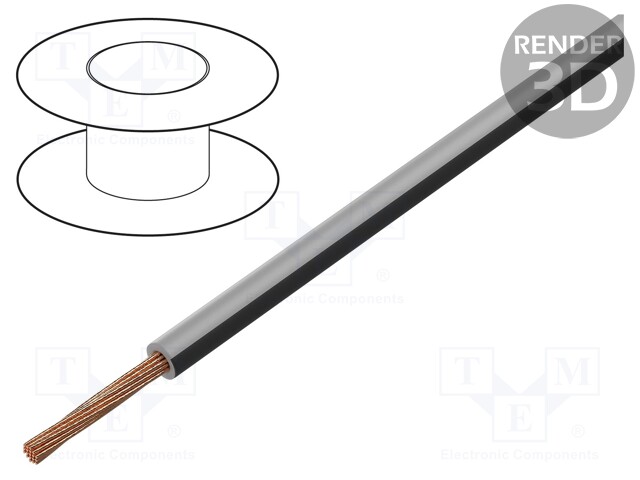 Wire; FLRY-B; 1x0.5mm2; stranded; Cu; PVC; grey-black; 60V; Class: 5