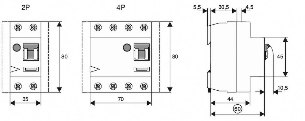 RCD breaker; Inom: 25A; Ires: 100mA; Max surge current: 500A; IP20