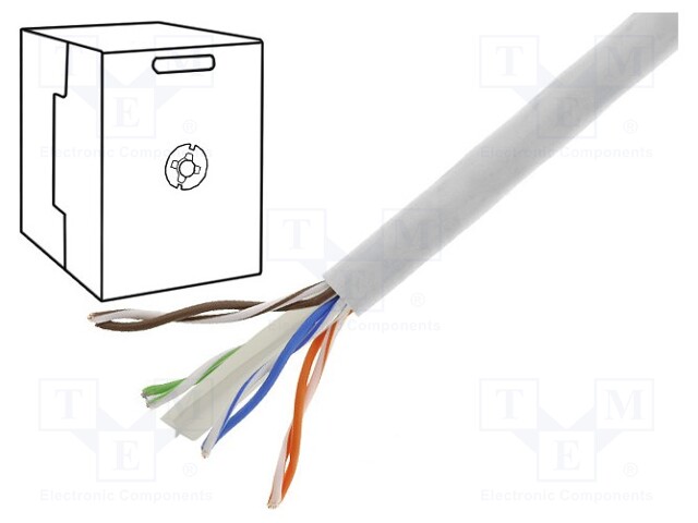 Wire; U/UTP; 6; solid; CCA; 4x2x0,57mm; PVC; grey; 305m