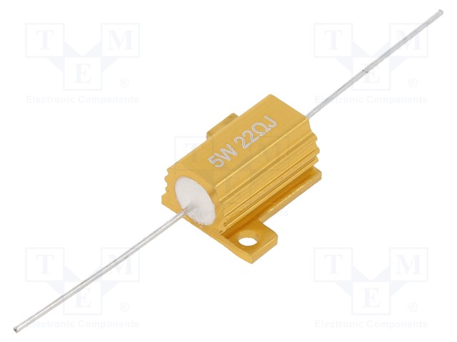 Resistor: wire-wound; with heatsink; 22Ω; 5W; ±5%; 50ppm/°C; axial