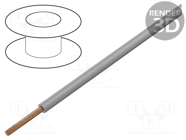 Wire; FLRY-A; stranded; Cu; 2.5mm2; PVC; grey; 60V; 100m; Class: 5