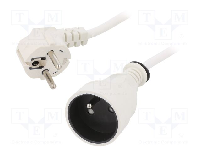 Extension lead; 3x1.5mm2; Sockets: 1; PVC; white; 1.5m; 16A