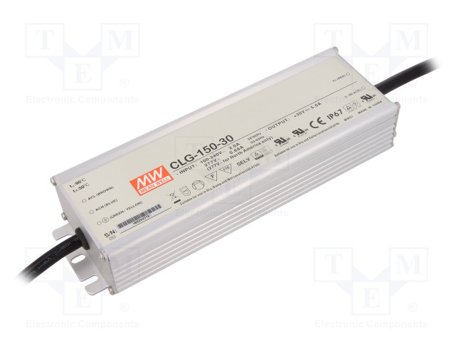 Power supply: switched-mode; LED; 150W; 30VDC; 5A; 90÷264VAC; IP67
