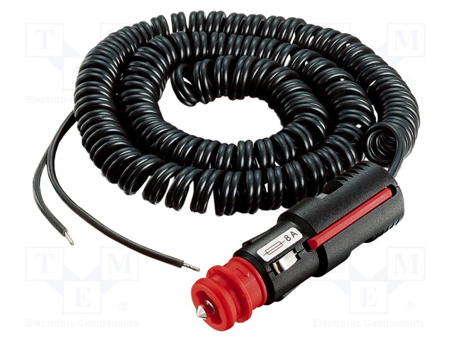 Cigarette lighter socket extension cord; cables; 8A; black; 3m