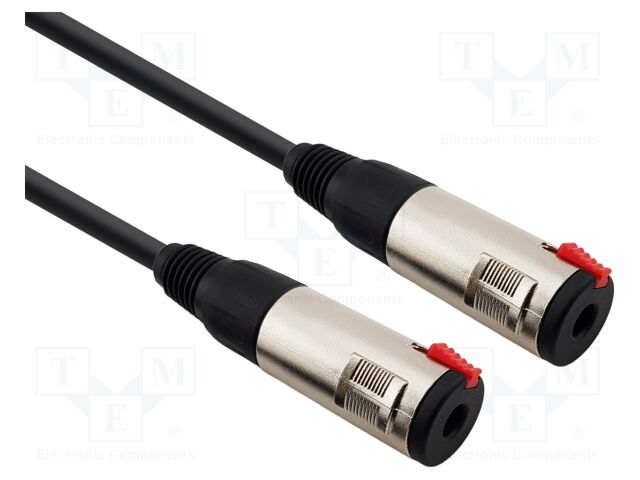Cable; Jack 6,3mm socket,both sides; 0.5m; black; Øcable: 6mm