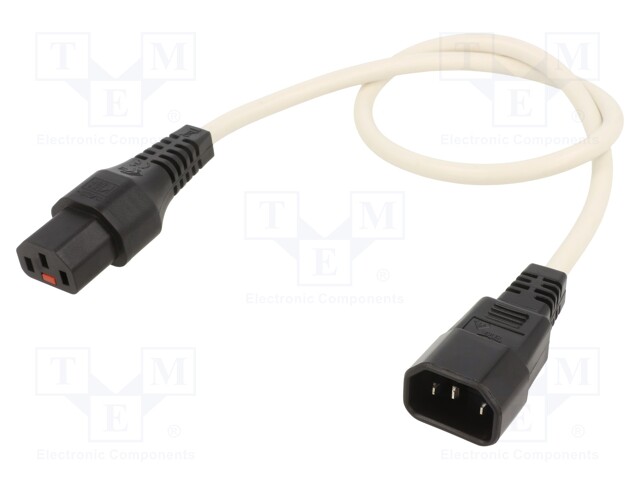 Cable; IEC C13 female,IEC C14 male; 0.5m; with IEC LOCK locking