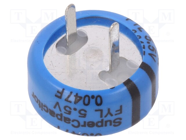 Capacitor: electrolytic; 0.047F; 5.5VDC; ESR: 200Ω; THT; -20÷+80%