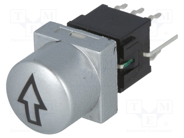 Switch: keypad; Pos: 2; DPDT; 0.1A/30VDC; silver; Illumin: LED; green