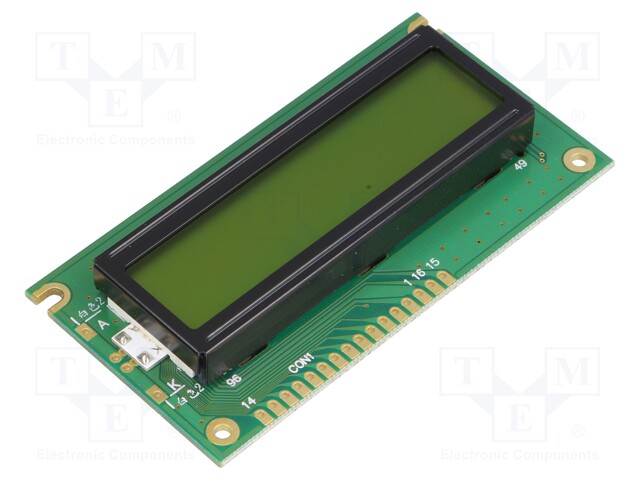 Display: LCD; alphanumeric; STN Positive; 16x2; 84x44x13.2mm; LED