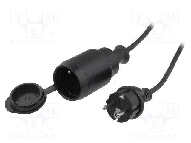 Extension lead; 3x1.5mm2; Sockets: 1; rubber; black; 40m; 10A