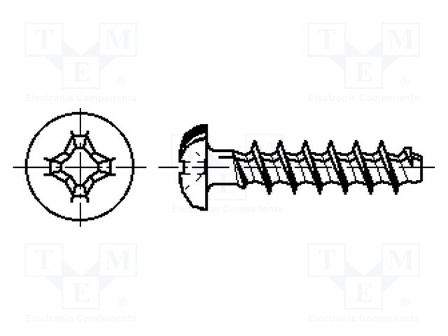 Screw; for plastic; 2,2x10; Head: button; Phillips; steel; zinc