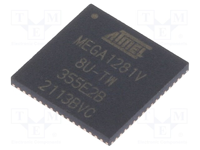 AVR microcontroller; EEPROM: 4kB; SRAM: 8kB; Flash: 128kB; VQFN64