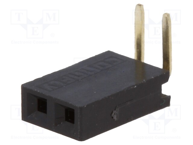 Socket; pin strips; female; PIN: 2; angled 90°; 2.54mm; THT; 1x2