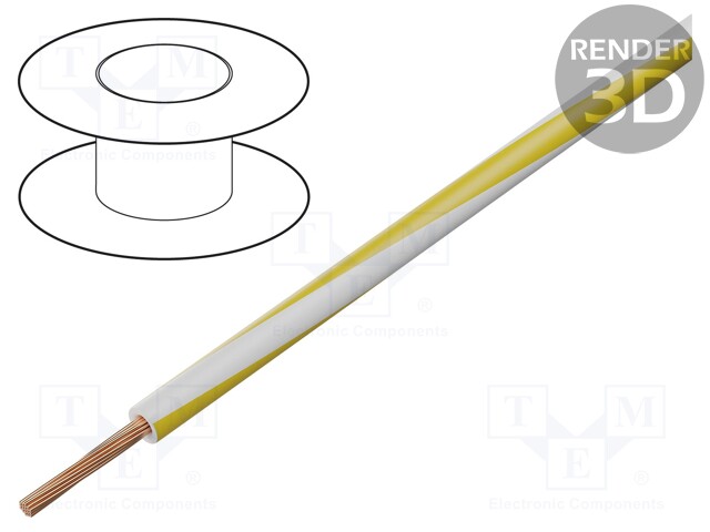 Wire; LgY; stranded; Cu; 0.5mm2; white-yellow; PVC; 300/500V; 100m