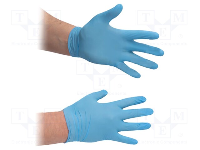 Protective gloves; ESD; S; 100pcs; Application: Cleanroom; blue