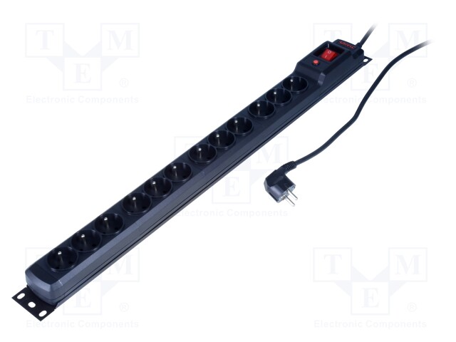 Plug socket strip: protective; Sockets: 12; 250VAC; 16A