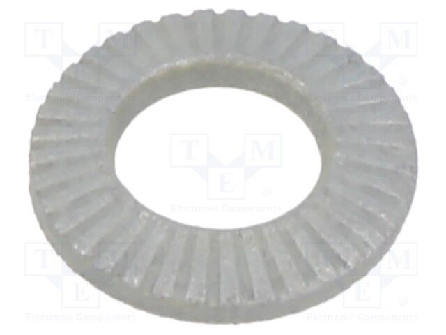 Washer; internally serrated; M5; D=10mm; h=1.5mm; spring steel