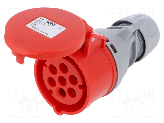 Connector: AC supply 3-phase; plug; female; 16A; 400VAC; IP44,IP54