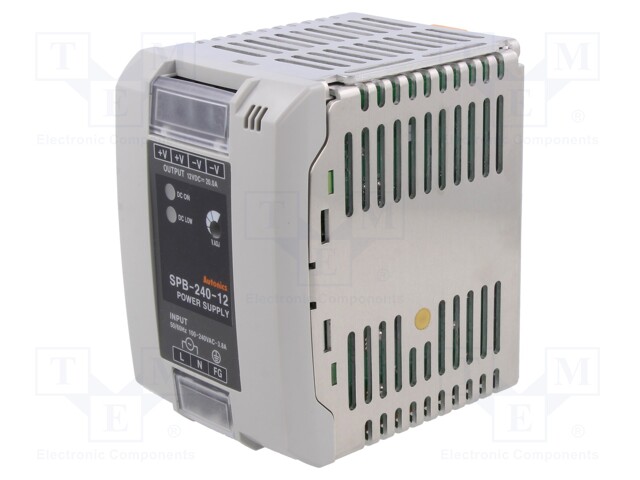 Power supply: switched-mode; for DIN rail; 240W; 12VDC; 20A; IP20