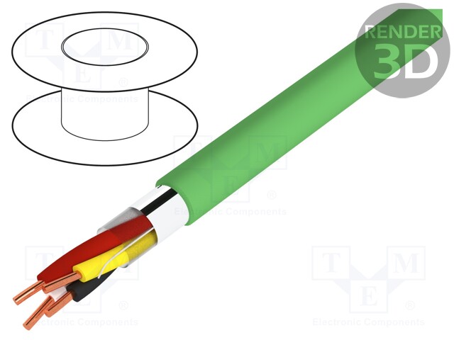 Wire; EiB/KNX,data transmission; 2x2x0,8mm2; solid; Cu; PVC; green