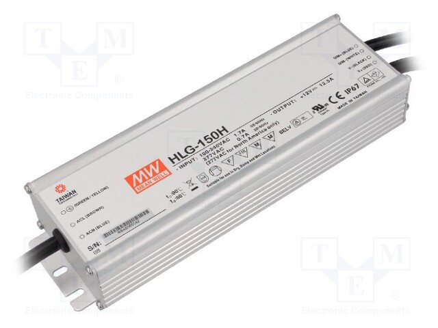 Power supply: switched-mode; LED; 150W; 30VDC; 5A; 90÷305VAC; IP67