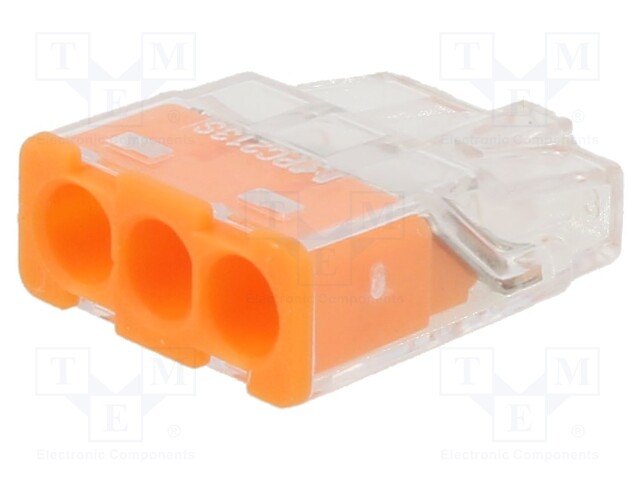 Quick splice; spring clamp; 2.5mm2; 450V; 24A; orange; ways: 1; 11mm