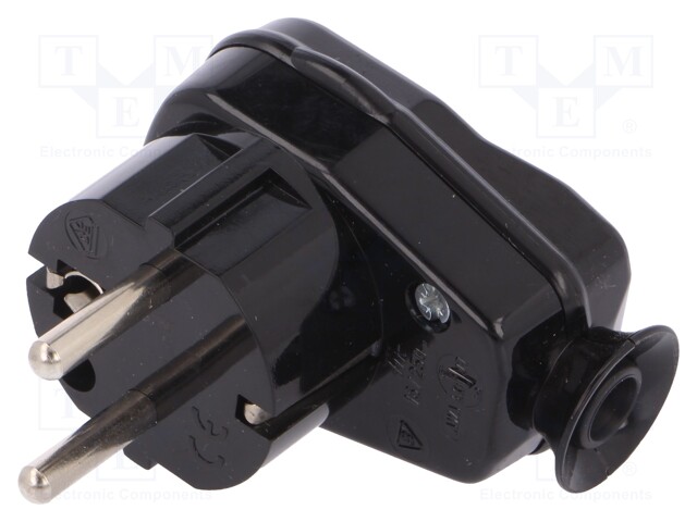 Connector: AC supply; plug; Layout: 2P+PE; black; 250VAC; 16A; PIN: 3