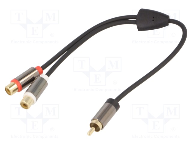 Cable; gold-plated; RCA socket x2,RCA plug; 0.2m; black; V: stereo