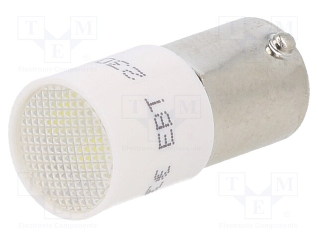 Indicator: LED; BA9S,T10; white; plastic; 230VAC; 230VDC; -20÷60°C