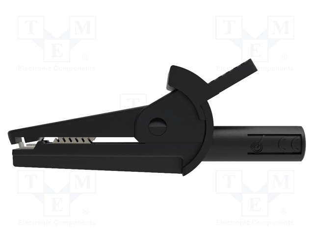Crocodile clip; 10A; black; max.8mm; 600V; Plating: nickel plated