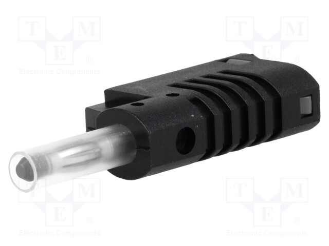 Plug; 4mm banana; 36A; 70VDC; black; with 4mm axial socket; 2.5mm2