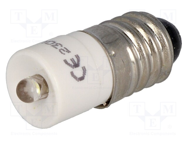 LED lamp; white; E10; 230VAC; No.of diodes: 1