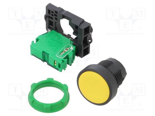 Switch: push-button; 22mm; Stabl.pos: 1; yellow; none; IP66; flat